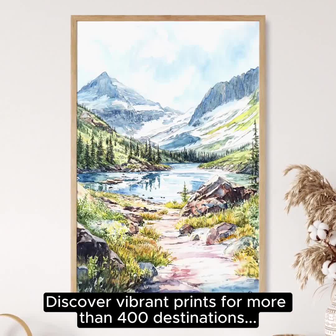 Fjadrargljufur Canyonの水彩画ウォールアート：デジタルダウンロード